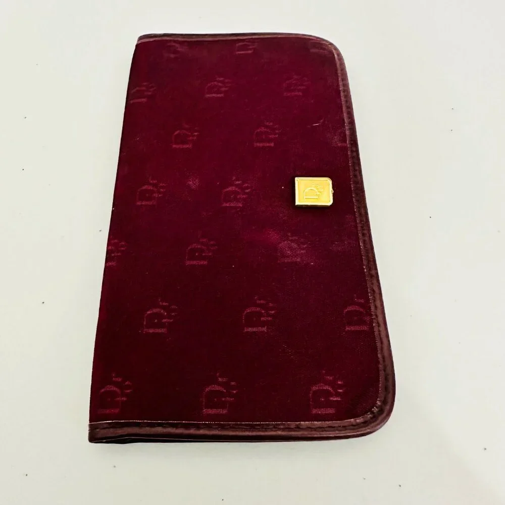 CHRISTIAN DIOR MONOGRAM JACQUARD AND LEATHER BIFOLD CHECKBOOK TRAVEL WALLET